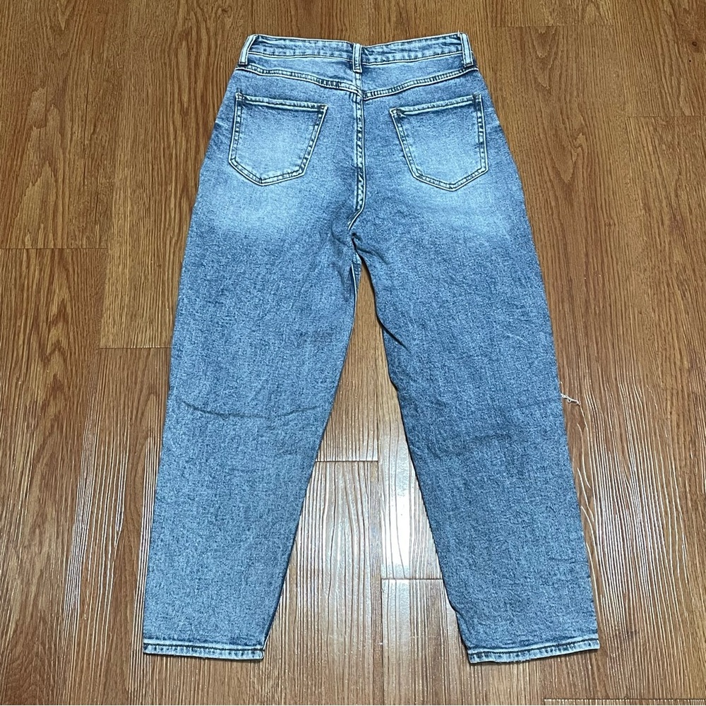 blue distressed denim mom jeans - Picture 3 of 3